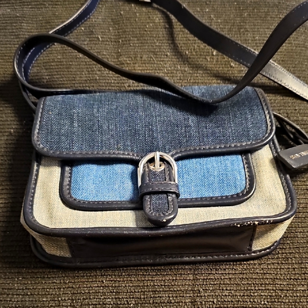 Denim and Leather Crossbody Bag